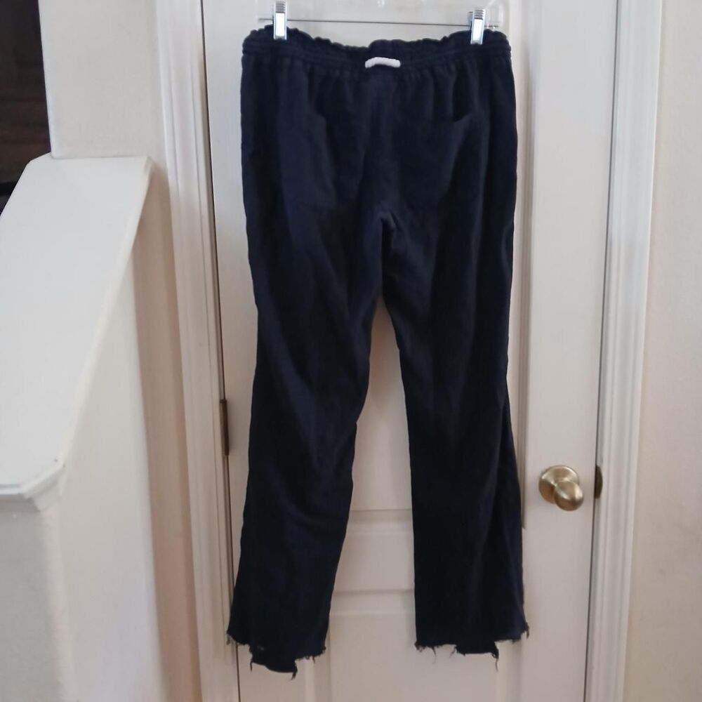 Roxy Black Flare Pants Elastic Drawstring Waist L Coastal Beach Y2K Indie Preppy - Picture 2 of 6